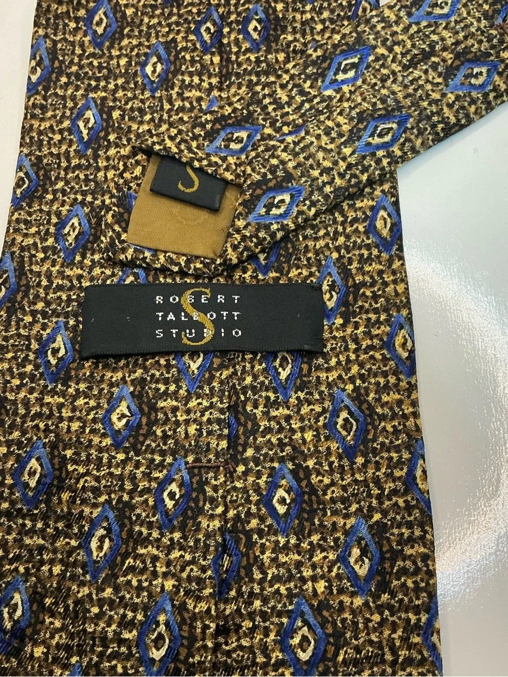 Robert Talbott Studio Brown Tie with Blue Diamond Motif